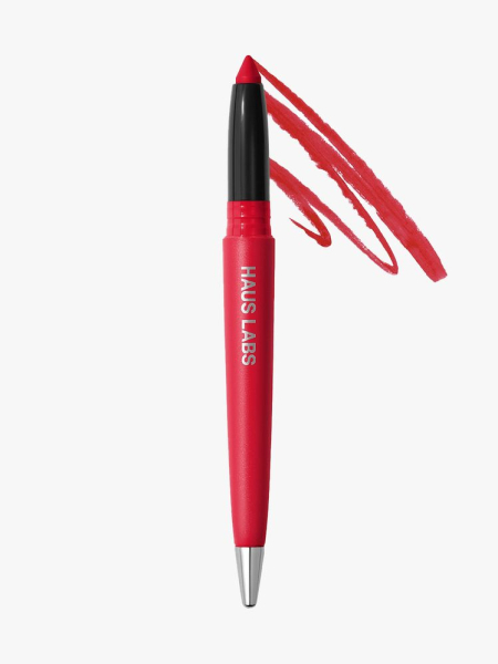 Haus Labs Le Monster Lip Crayon in Scarlet Matte red lip crayon on light gray background