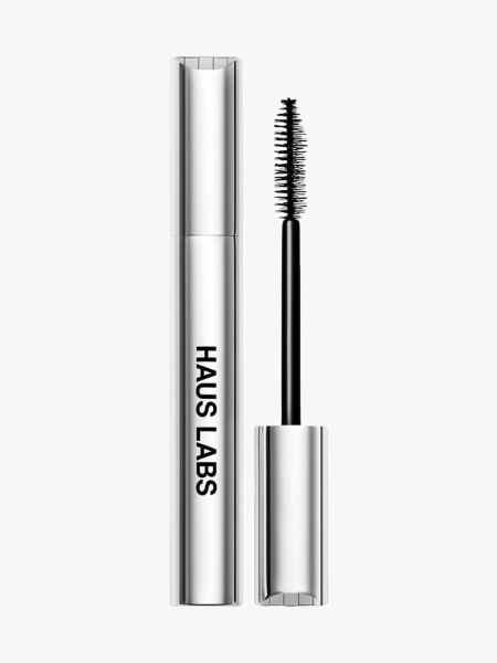 Haus Labs B Structural Mascara silver tube of mascara on light gray background